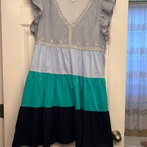 Tiered seersucker and cotton dress